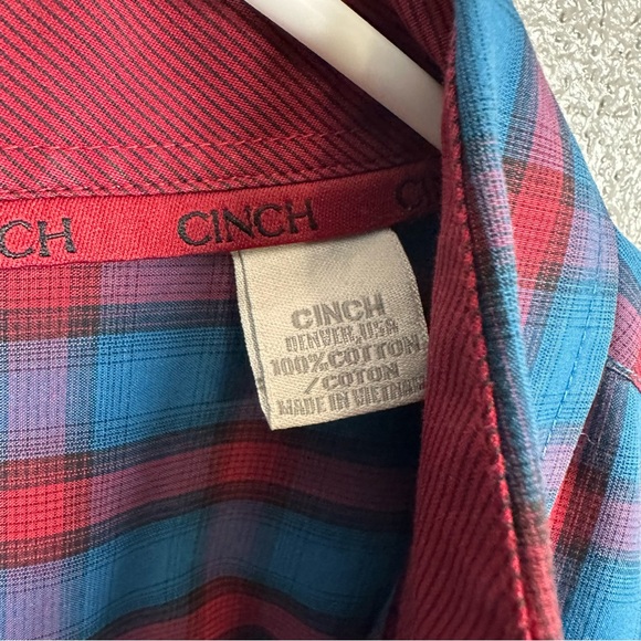 Cinch Long Sleeve Button Down Shirt Men’s XXL Blue/Red Western - Picture 6 of 12